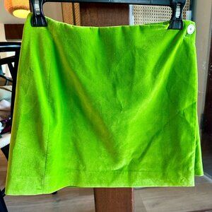 Alice + Olivia Renna Button Wrap Mini Skirt - Lime Green, Velvet